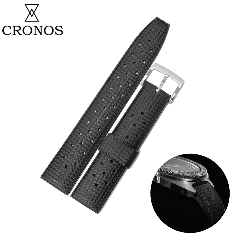 Cronos Tropical Rubber Strap Stainless Steel Tongue Buckle 20mm 2.0mm