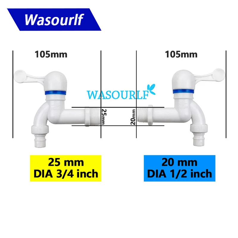 WASOURLF Plastic Faucet PP Mini Tap Male Thread White Small Bibcock Easy Install Washing Machine Wholesale Garden Outdoor