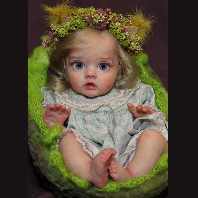 12inch DIY Reborn Doll Kit Handmade Unpainted Reborn Little Elf Baby Doll Kit Head + Limbs + Body Cloth + Blue Eyes Kit