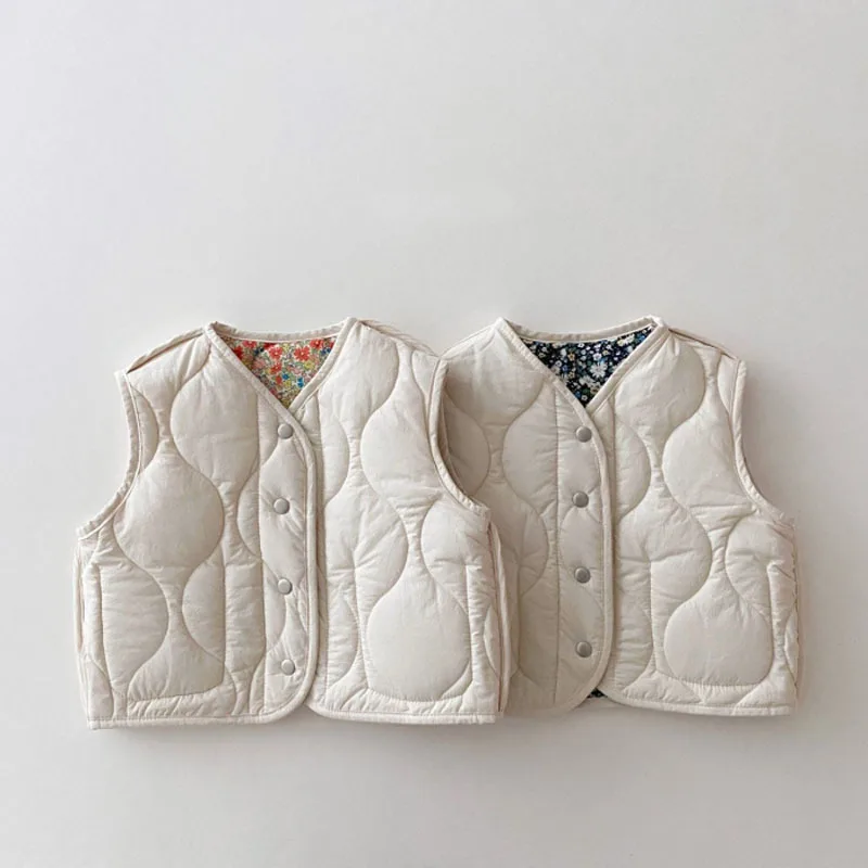 2024 autunno nuovo bambino floreale cappotto senza maniche in cotone per bambini gilet caldo per ragazze vestiti moda neonato gilet antivento a