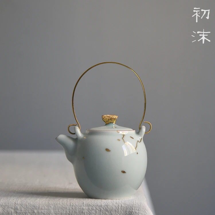 ★the beginning of the original jingdezhen ceramic handmade fuels the teapot bronze girder little teapot kung fu tea set