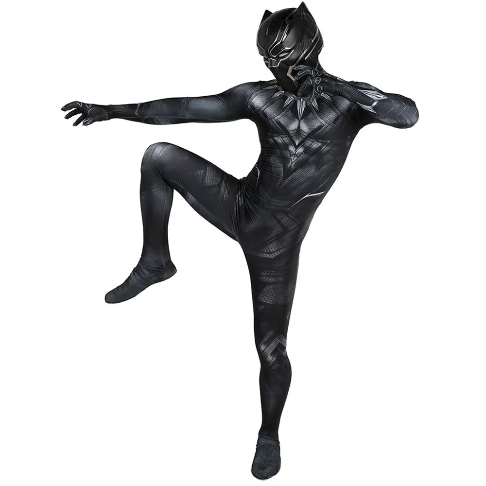 Schwarzer Panther Cosplay Kostüm Wakanda für immer Panther Superheld Spandex Zentai Halloween Kostüm Superheld für Erwachsene/Kinder