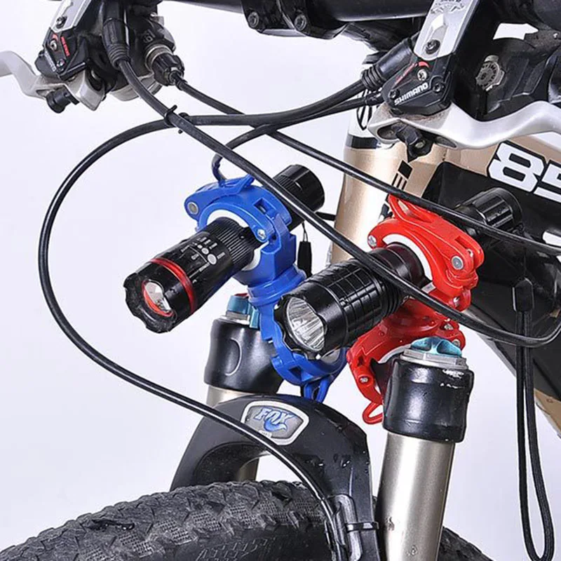 Adjustable Double Cylindrical Clamp Bicycle Light Holder Bracket LED Torch Headlight Clip MTB Cycling Mount Bike Accessories