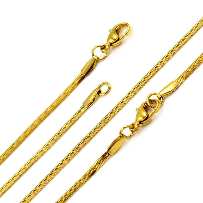 ASONSTEEL 10pcs/Lot 2mm Flat Snake Chain Necklace Stainless Steel Gold Color Wholesale Jewelry Chokers for Women Men Bulk Sale