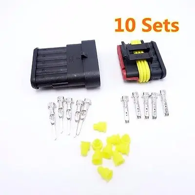 

10 Sets 5 Pins Ways Waterproof Male Female Automotive Connector Plug 1.5 Series