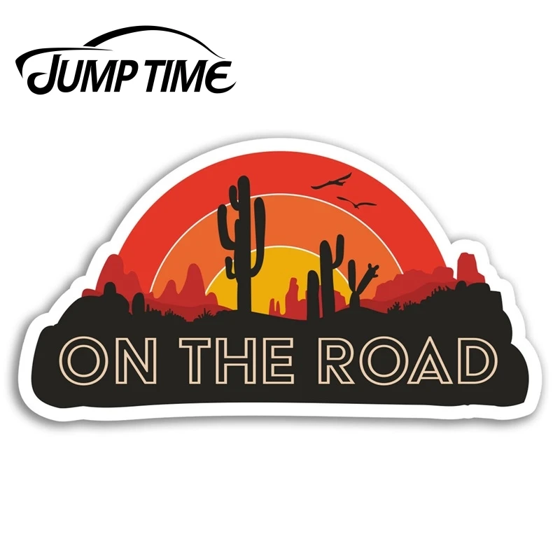 Jump Time for  Road Trip Vinyl Stickers Cactus Desert Travel Sticker Laptop Truck Window Bumper Decal Waterproof Accessories