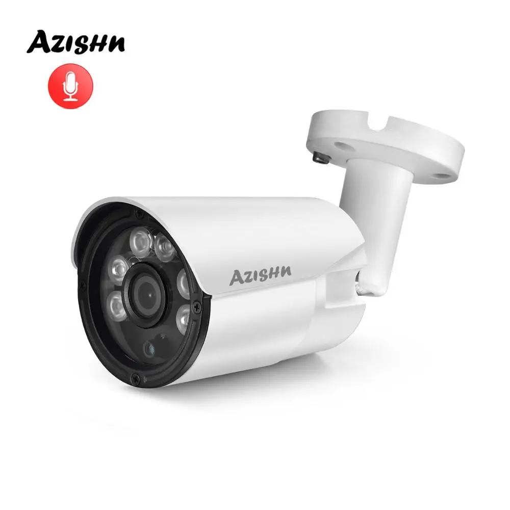 

IP-камера AZISHN H.265 +, 3 Мп, 1/2, 9 дюймов, SC4239, аудио, ночное видение, металлическая наружная камера видеонаблюдения, DC12V/POE48V