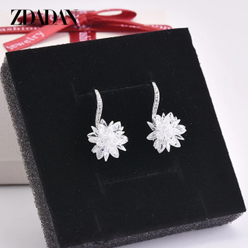 ZDADAN 925 Sterling Silver Ice Snow Flower Tassel Dangle Earrings For Fashion Women Temperament Earring Jewelry Accessories Whol