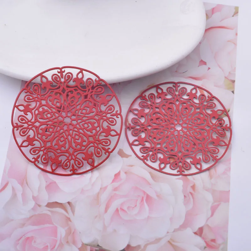 30 Stück AA4686 45mm Große Runde Bemalte Anhänger DIY Schmuck Ohrring Zubehör – Detail 10