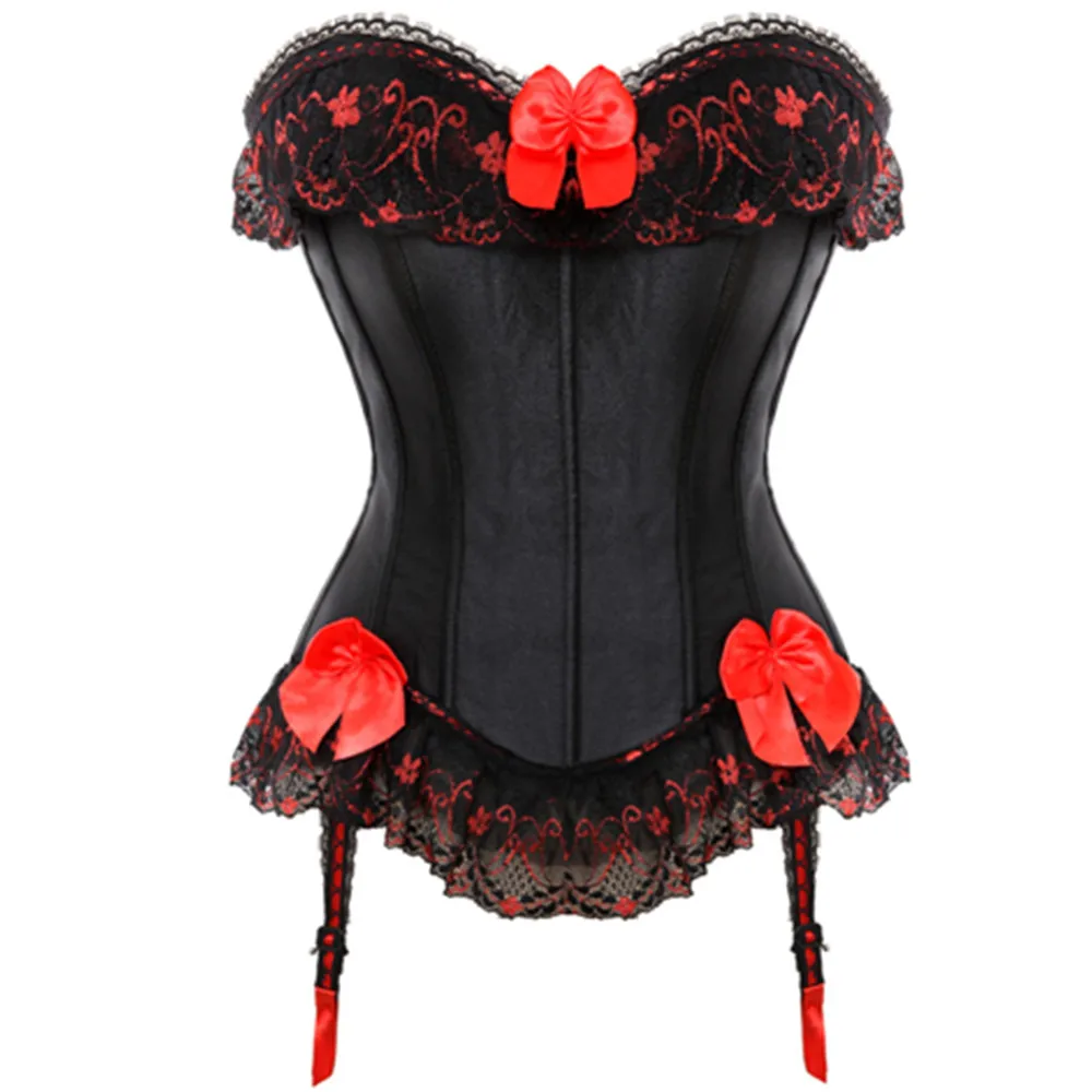 

Sexy Lace Corset Bowknots Boned Overbust Corselet Bustiers Waist Trainer Cincher Body Shaper Slimming Tops Plus Size S-6XL