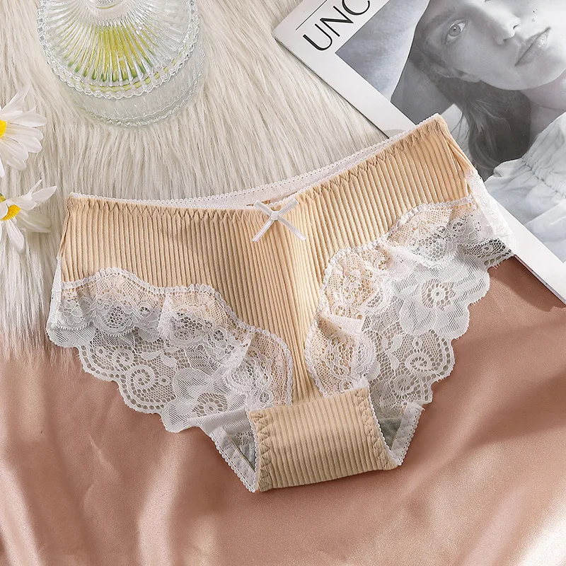 2021 New Japanese Cotton Underwear Women Panties Sexy Lace Underpants Fashion Bow Briefs Female Thread Lingerie Women Underwear image 4