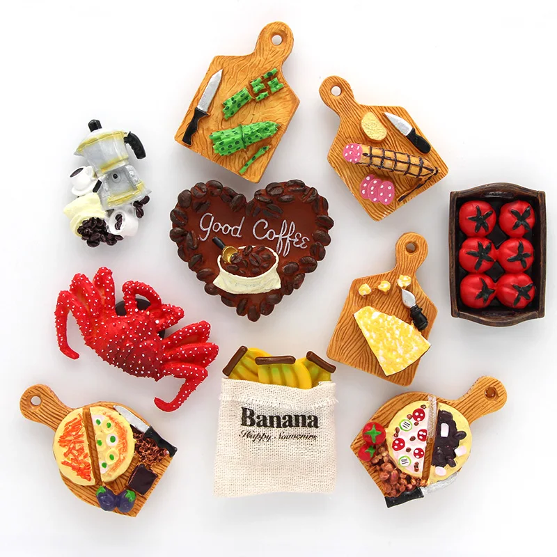 Physical simulation model 3D refrigerator paste home decoration coffee machine tomato crab bread banana fridge magnet Collection