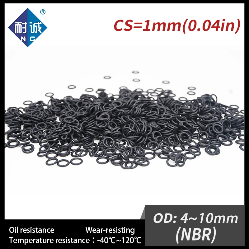 300PCS/lot Rubber Black NBR CS 1mm OD4/4.5/5/5.5/6/6.5/7/7.5/8/8.5/9/9.5/10mm O Ring Gasket Oil resistant waterproof-.-