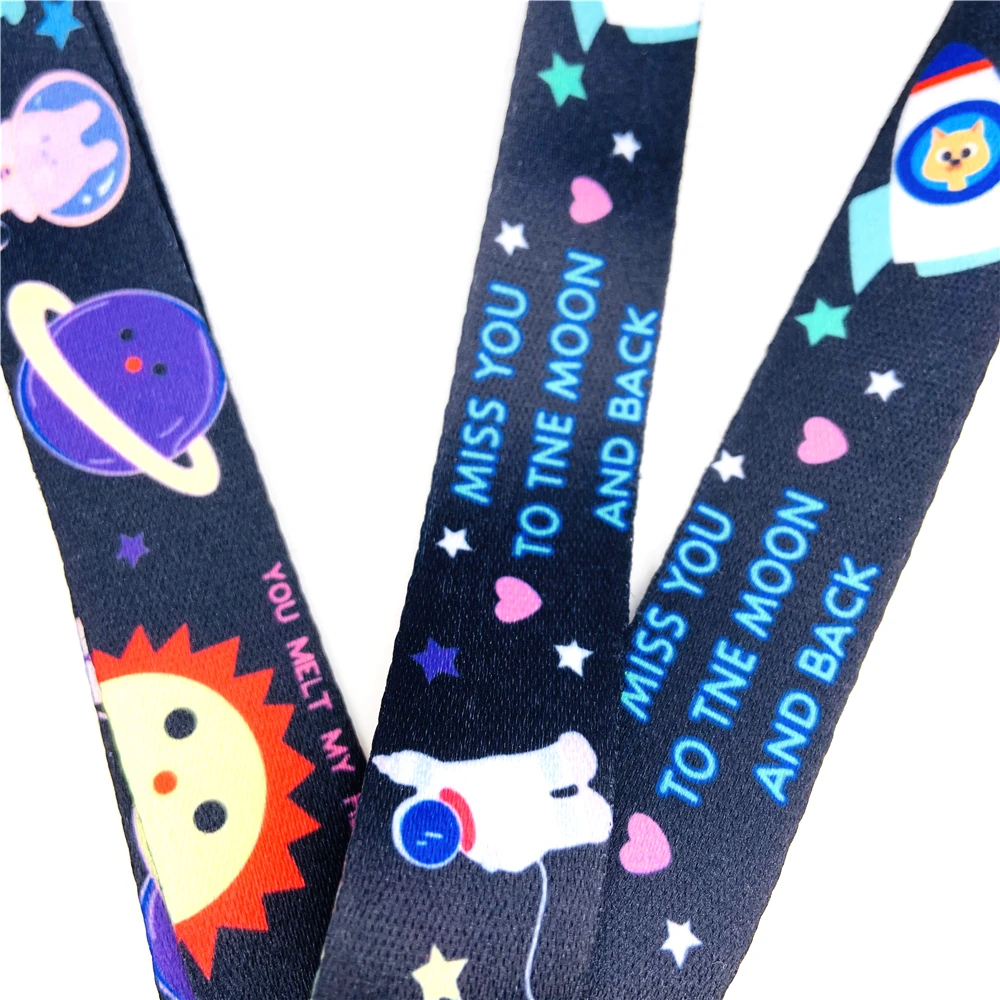 Kawaii Universe Galaxy Space Astronaut Lanyard with Black Lobster Clasp | Cute Lanyard | Cute Key Holder