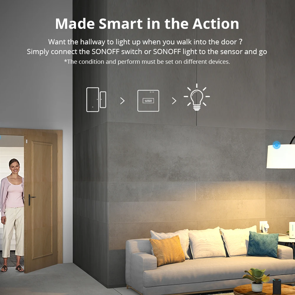 1-10PCS SONOFF DW2-RF 433MHz Wireless Door Window Sensor ทำงานร่วมกับสะพาน SONOFF RF EV1527สมาร์ทฉาก home Security อุปกรณ์