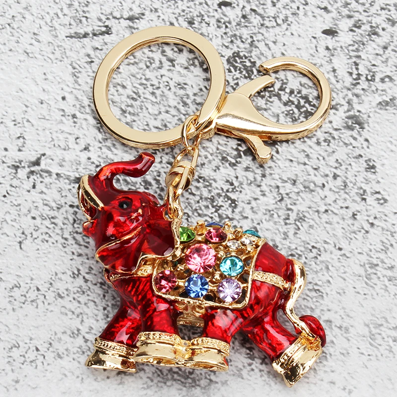 Rhinestone Elephant Keychain Car Key Holder Drop Women Bag Ornaments Pendant Small Gift