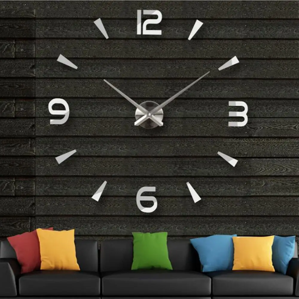 DIY Acrylic Mirror Large Wall Clock Modern Design Quartz 3D Stickers Decorative Clocks Watch Reloj de Pared Living Room Klok Art