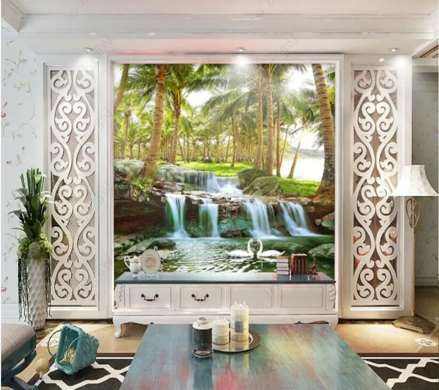 Papel de parede 3D villa balcony window scenery 3d wallpaper mural,iving room tv wall bedroom wall papers home decor