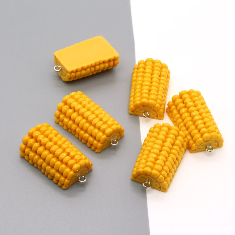 5pcs Cute Simulation Corn Food Resin Charms For Earring Pendant Make DIY Crafts Creative Necklace Keychain Jewelry Accessory