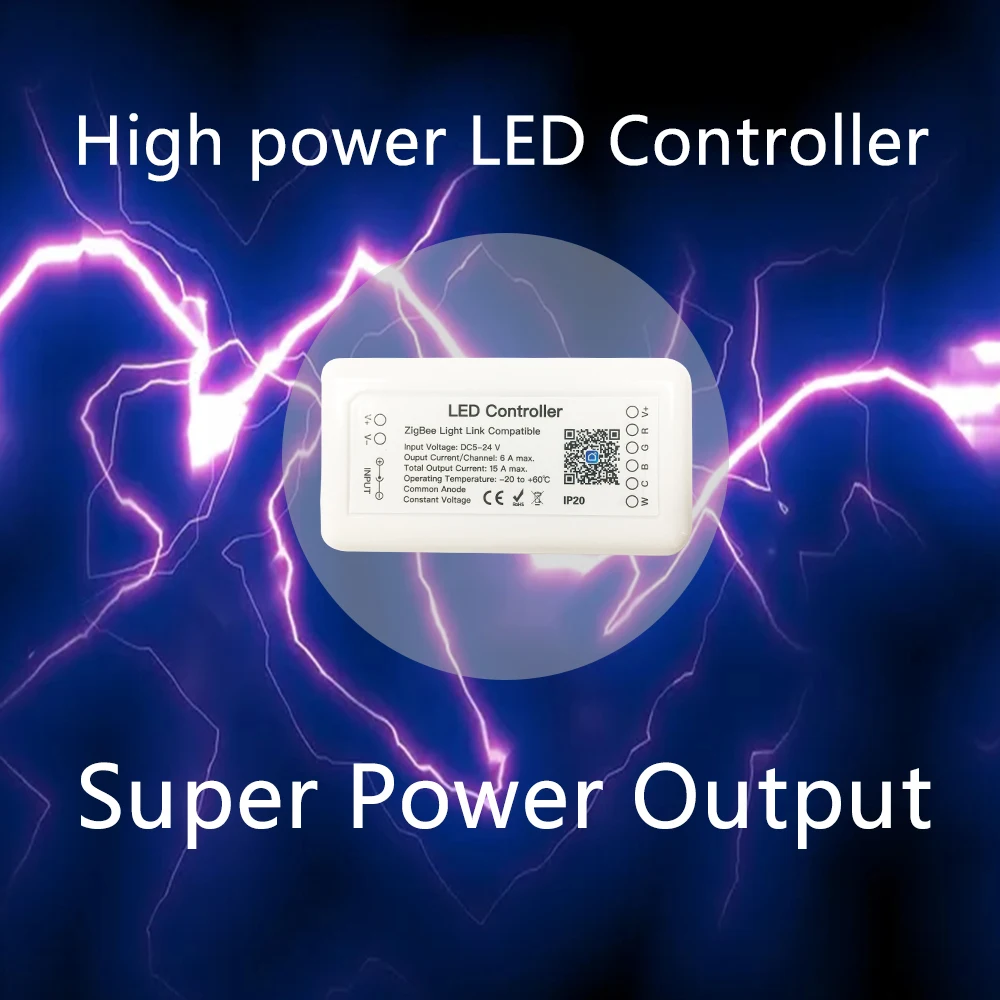 Controlador LED inteligente Tuya Zigbee, RGB + CCT, controlador de tira de luz de 6 pines, DC12-24V que funciona con el asistente de Google Alexa