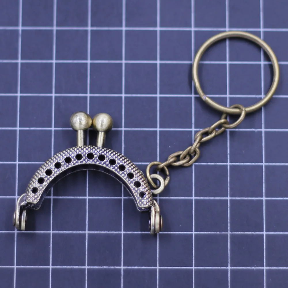 10Pcs Bronze Tone Purse Arch Metal Frame Kiss Clasp Lock With Key Ring Bag Parts Accessories 4cm