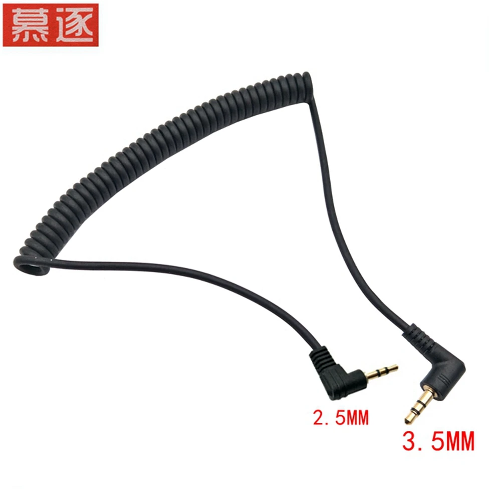 New 3.5MM M-M PC Sync Cord Male To Male Flash Spring Cable With Screw Lock For CANON NIKON