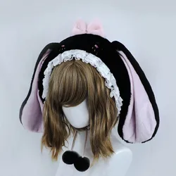 Rabbit hat Japanese lolita cute plush Lop-eared ear hat female autumn and winter thick warm Bunny ears hat