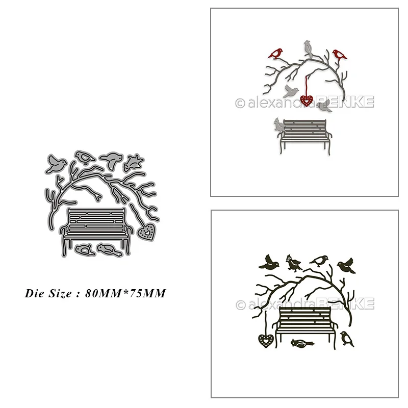 

Park Bench Branch Bird Metal Cutting Dies for DIY Scrapbook Album Paper Card Decoration Crafts Embossing 2021 New Dies
