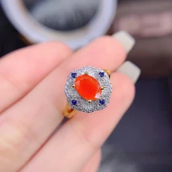 2022 Natural Fire Opal Rings for Women Date Gift Good Color Gemstone 6x8mm Size Fine Jewelry Real 925 Sterling Silver Free Ship