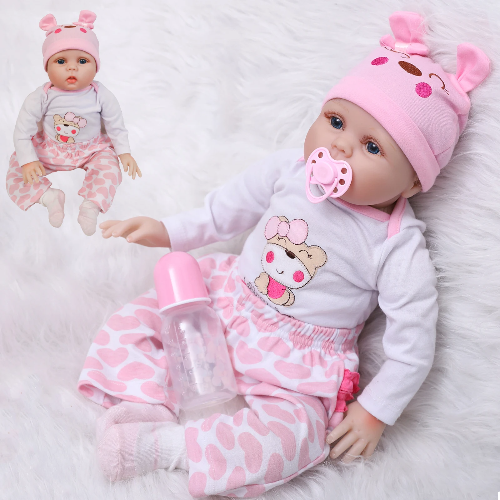 Realistic Reborn Baby Doll 55 Cm 22 Inch Silicone Soft Cotton Body Toddler Handmade Toy Fashion Gift Anatomically Correct