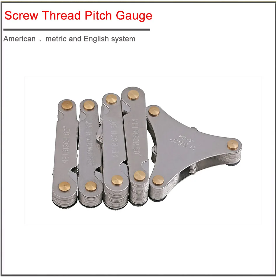 55 60 Degree Metric Screw Thread Pitch Gauge Blade Gage Pitch Folding for Measuring Gauging Tool Stainless Steel Screw Gauge