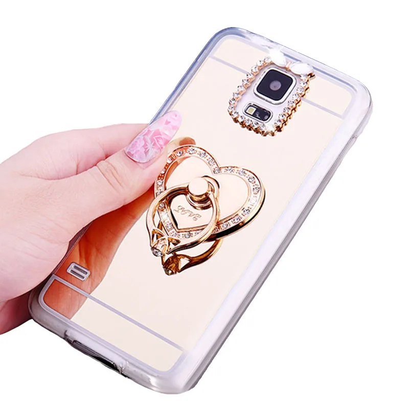 Luxury Mirror TPU Slim Case For Samsung Galaxy J2Prime J3 J4 J5 J6 J6+ J7 2016 A5 2017 S8 S9 S10 Plus Ring Holder Stand Cover