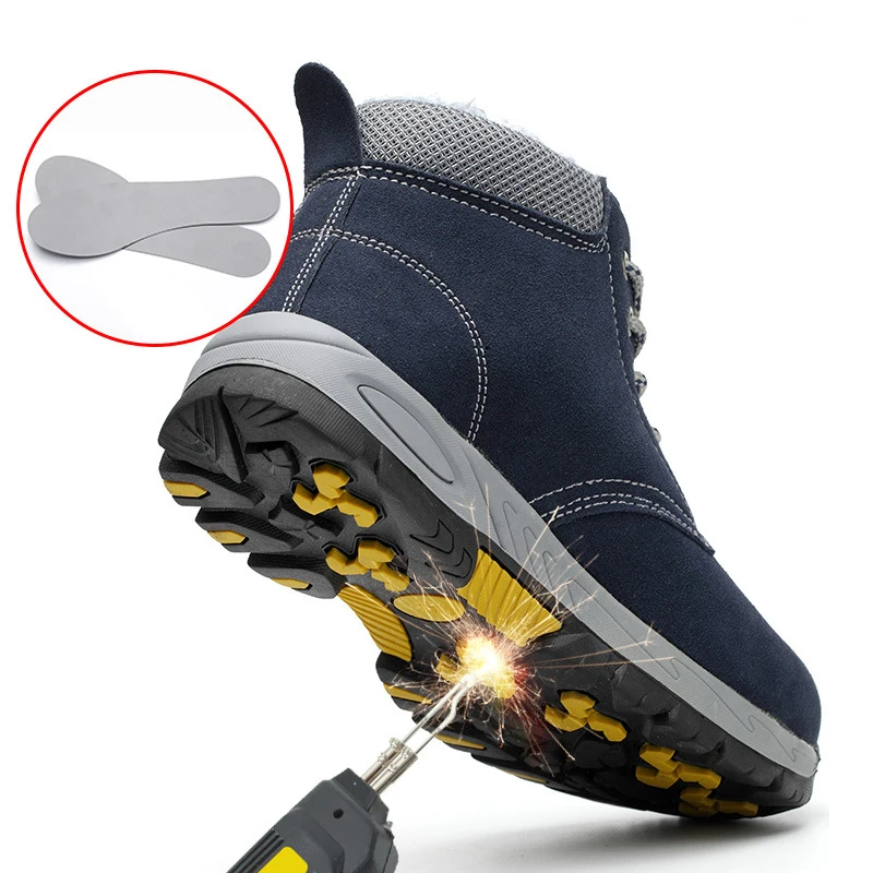 Winterwarme veiligheidsschoenen voor heren Outdoor constructie sneaker Hoge stalen neus Beschermende lekbestendige werklaarzen