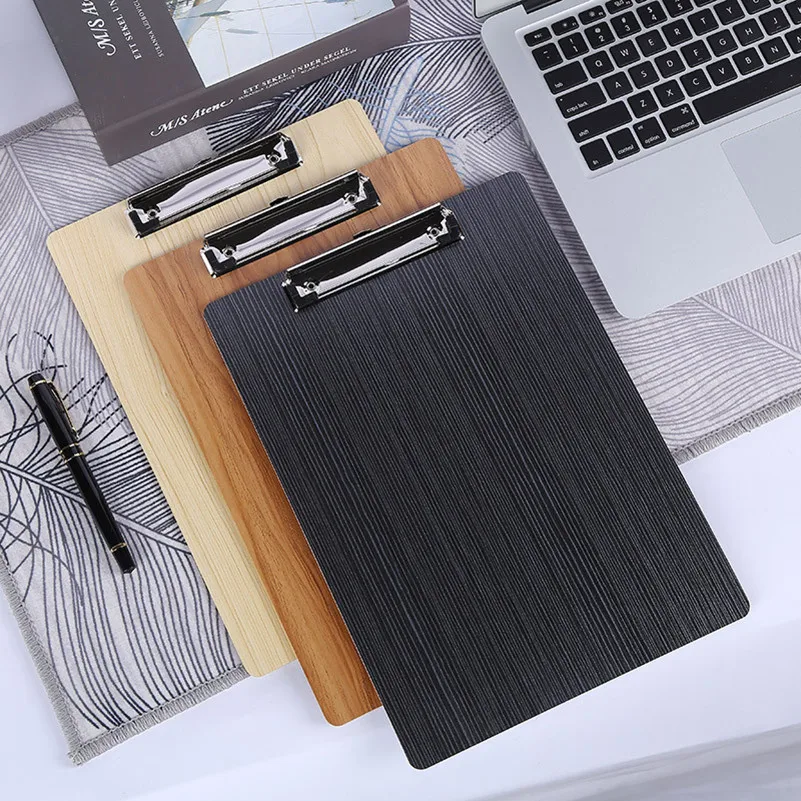 A5 Wooden Paper Clipboard Low Profile Metal Clip File Holder For Nurse Hardboard Writing Board Menu Holder Board