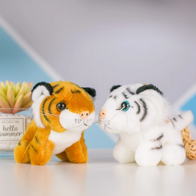 11cm Echt Leben Nette Tiger Leopard Anhänger Spielzeug Gefüllte Wald Tier Puppe PlushKey Ketten Kinder Kinder Cartoon Geburtstag Geschenk