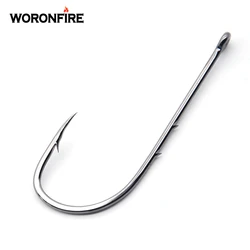 Long Shank Hooks For Fishing 50pcs/bag 1#-6/0# High Carbon Steel Sharp Barbed Offset Narrow Bait Hook Fishing Tackle Accessories