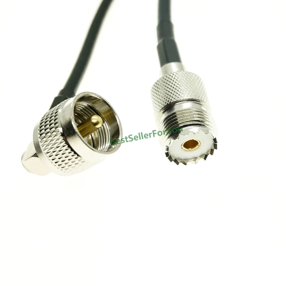 

UHF Male PL259 Right Angle RA to UHF Female SO239 SO-239 Jack connector Pigtail Jumper Cable RG58