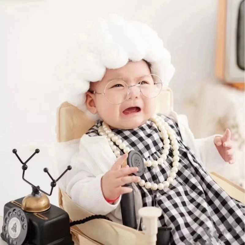 Funny Baby Photography Prop Costume Infant Girls Cosplay Grandma Clothes Outfits P31B