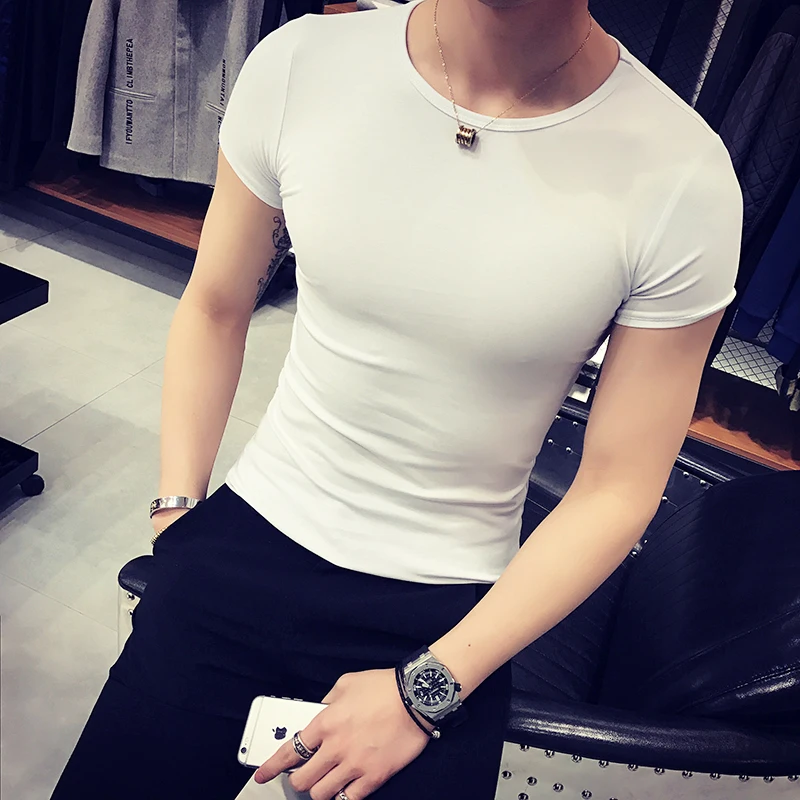 Футболка мужская приталенная с коротким рукавом и круглым вырезом, большого размера Футболка мужская приталенная с коротким рукавом и круглым вырезом, большого размера