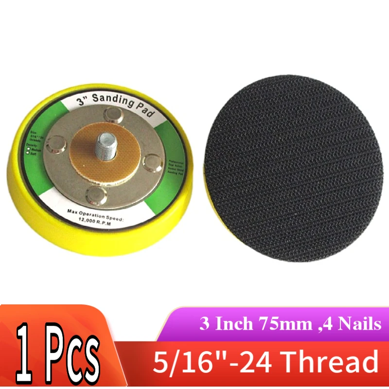 

3 Inch Sanding Backup Pad Sander Backing Pad for Hook & Loop Sanding Discs 5/16"-24 Thread Power Tools Accessories