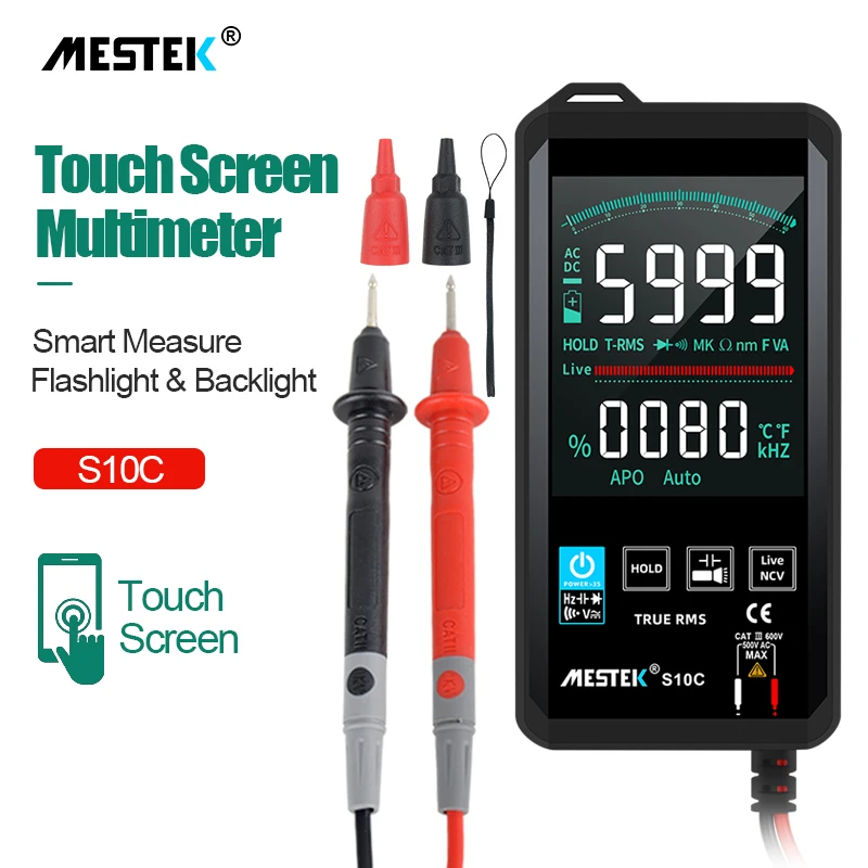 Mestek multimetro S10 touch Screen a colori multimetro ultrasottile tensione frequenza capacità resistenza misuratore 6000 conta Me