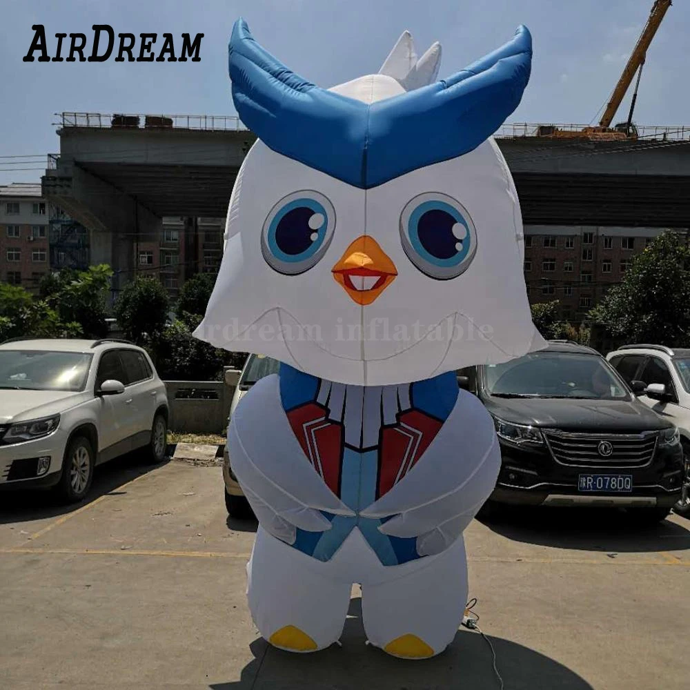 High quality Giant customized 3/4/6/8m blue inflatable night owl lovely animal balloon for event decoration