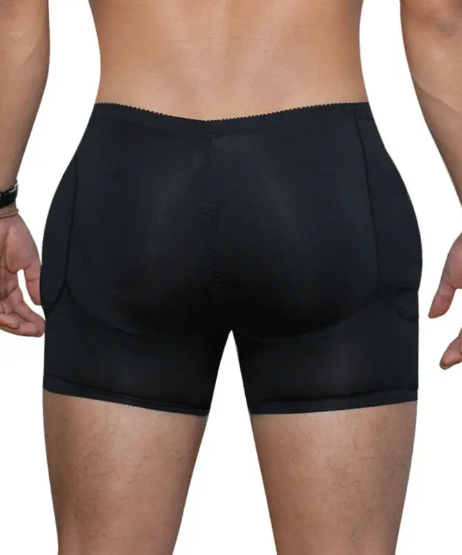 Mens Boxers Underwear Black Padded Butt Enhancer Booty Booster Molded Boyshort Underwear Boxer S-3XL