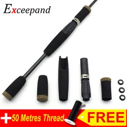 Exceepand Black EVA and Rubber Cork Spinning Fishing Rod Handle Kit Split Rod Building Grips