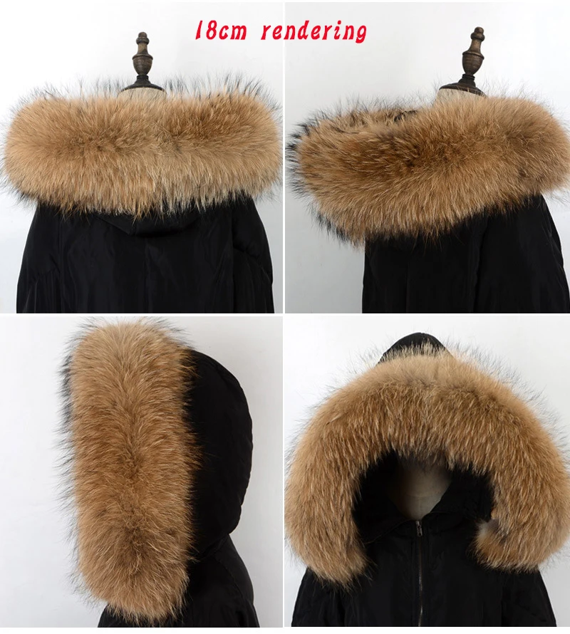 100%Real Fur Collar Coat Jackst Luxury Warm Natural Raccoon Scarf Men And Women's Big Fox Coller Scarf Winter Shawl