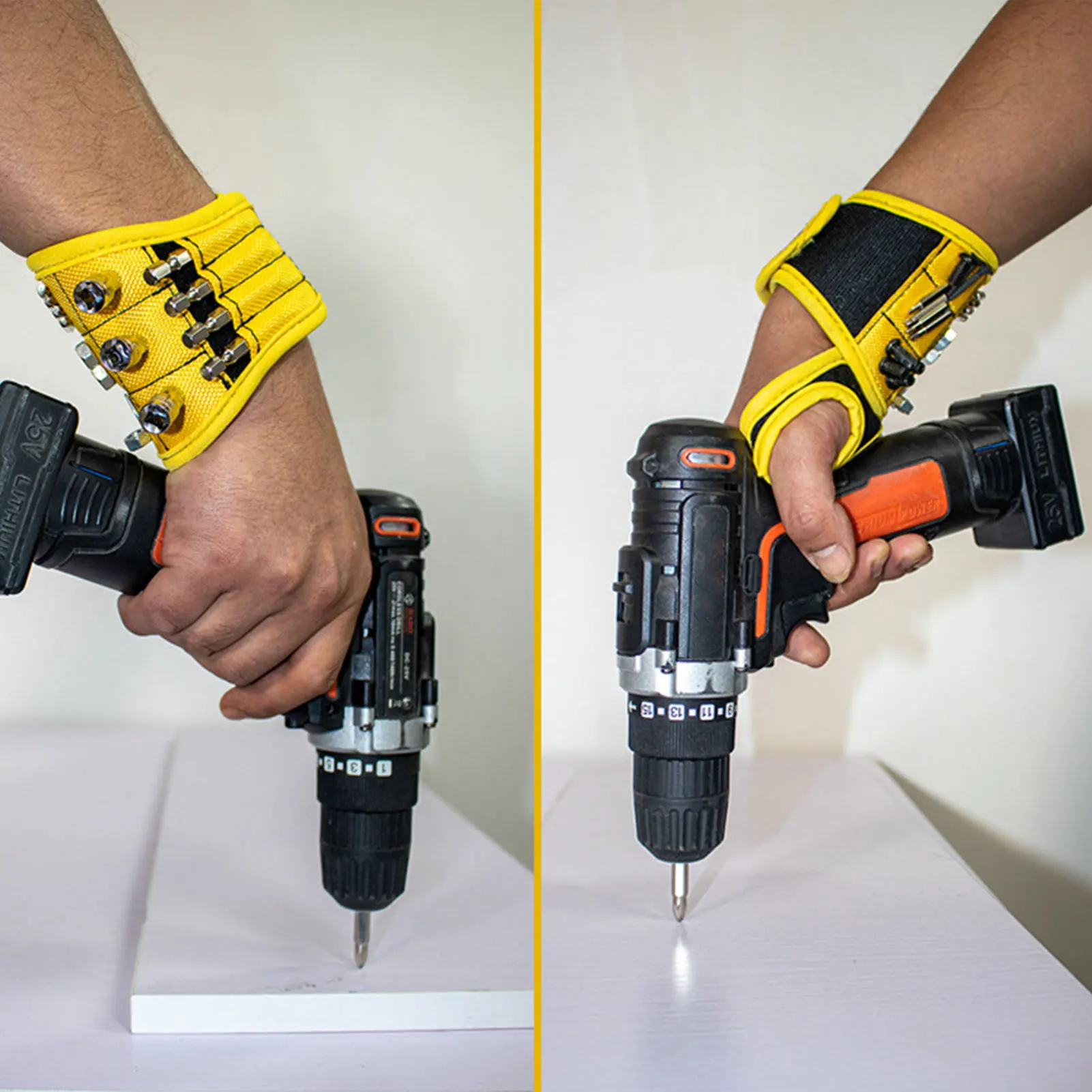Magnetic Wristband Portable Tool Bag Electrician Wrist Tool Belt Screws Nails Drill Bits Holder Repair Tools(Not including tool)
