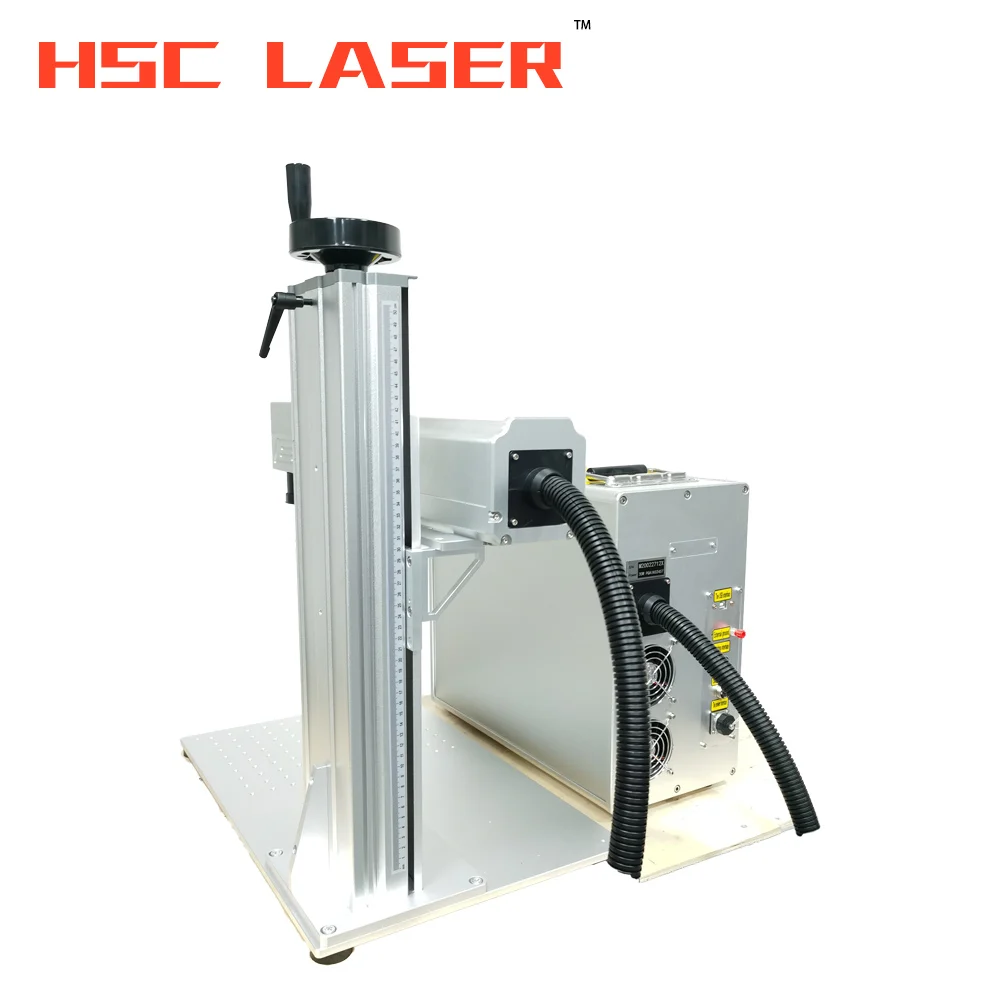 Fiber laser marking machine with rotary 20W 30W 50W 60W Raycus metal engraving