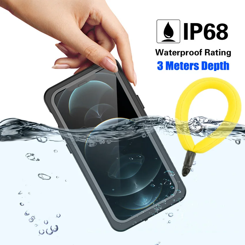 Full Sealed Underwater Case for Apple iPhone, Waterproof Diving Cover, iPhone 15, 14, 13, 12 Pro Max  XS Max, XR, 6, 7, 8 Plus