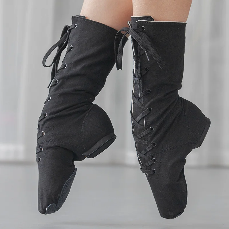 Hot Sale Kids Boys Girls Women Men Dance Wear Shoes Canvas High Jazz Boots with zipper