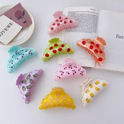 New Sweet Geometry Fruit Series Hairpins Accessories  Acetate Memphis Hair Claw Fashion Lady Shark Clip For Woman Girls